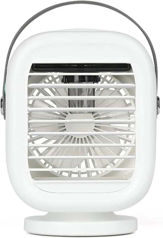 Refrigerador de ar, ventilador multifuncional recarregável, 2 cores, grande volume de ar, humidificador de ar para interior branco