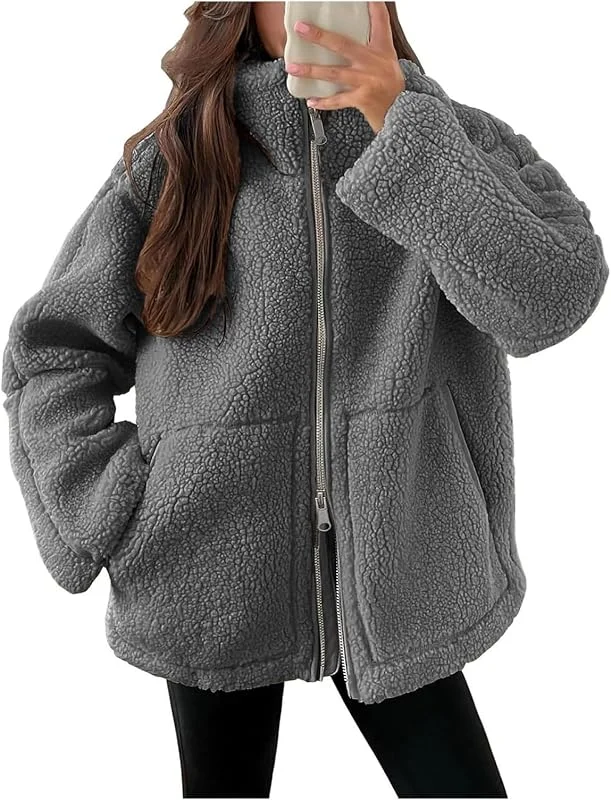 Siyan Chaqueta De Peluche For Mujer, Cálida Chaqueta De Terciopelo, Color Liso, Gruesa, For Tiempo Libre, Chaqueta De Invierno, Chaqueta De Forro Polar Con Doble Cremallera, S-XXL — Roupa aquecida