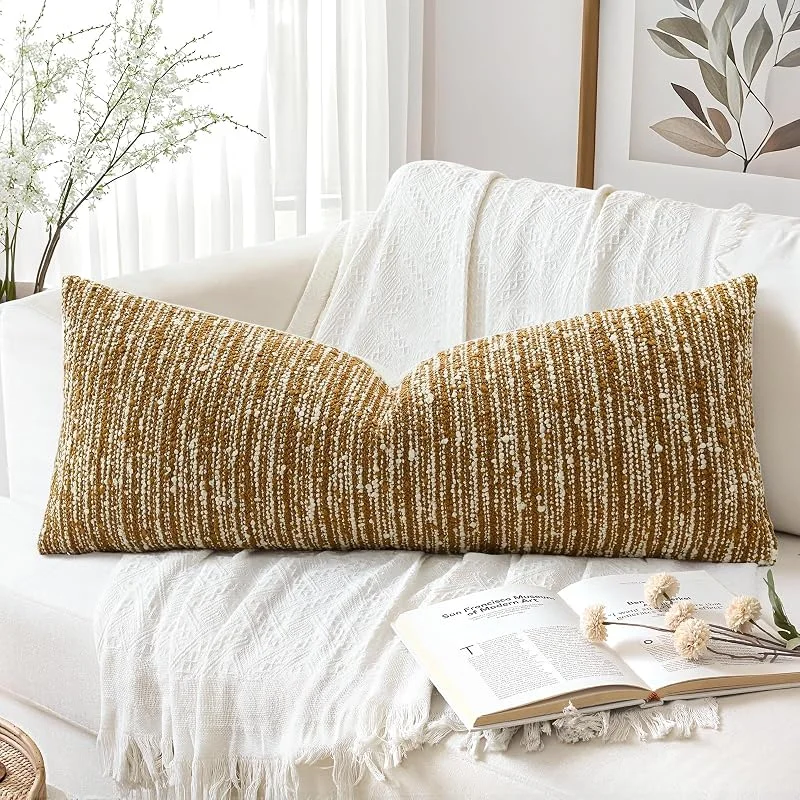 Artscope Fronha de almofada lombar de 14 x 36 polegadas, super grossa, fronha de almofada corporal decorativa com textura neutra e destaque italiano para quarto, sala de estar, sofá, decoração — Aquecimento
