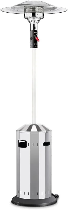 Enders Elegance Aquecedor exterior a gás ajustável entre 3, 5-8 kW, Aquecedor a gás para terraço ou jardim ajustável com rodas e dispositivo anti-tombamento, Aquecedor a gás exterior de aço inoxidável — Cozinha e lar
