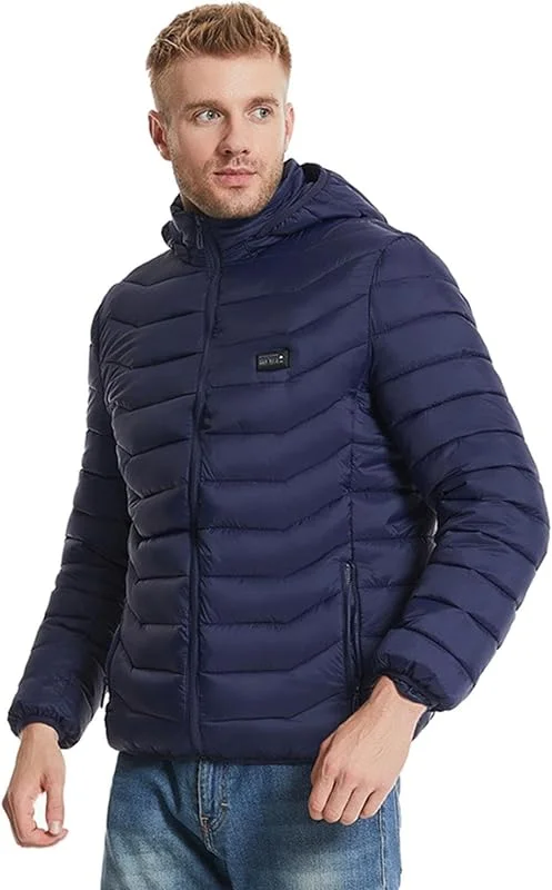 Chaqueta calefactable, Abrigo calentado, Abrigo térmico de invierno con carga USB calentador de cuerpo, Chaquetas de esquí para hombre de 3 velocidades de calentamiento rápido para senderismo — Cozinha e lar