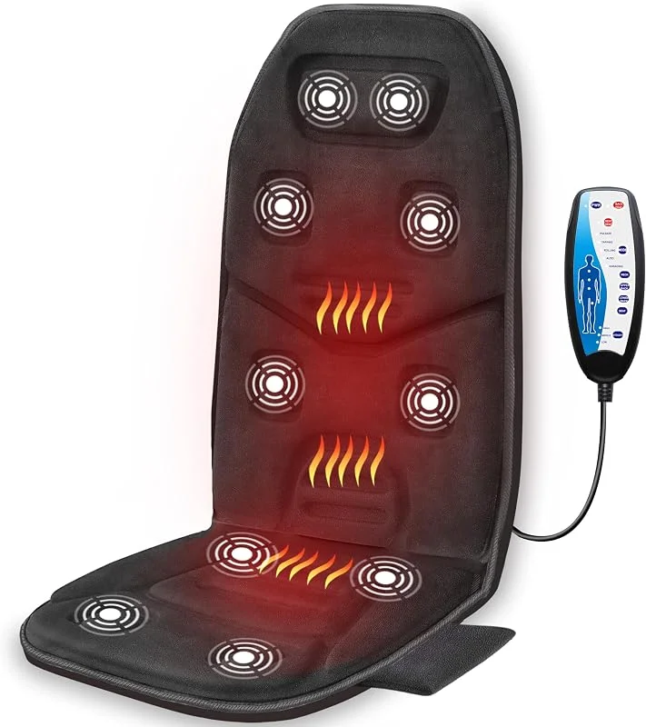 COMFIER Assento de massagem nas costas elétrico com 10 motores vibrantes — Aquecimento