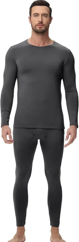 wirarpa Conjunto de roupa térmica para homem, camada base forrada de polar, top de manga comprida e calças para calor no inverno — Roupa aquecida