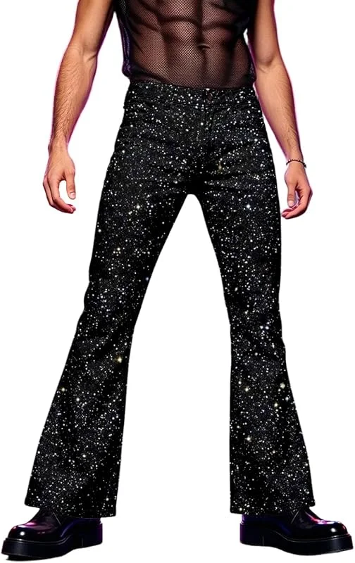 Pantalones de cachemira brillantes de pierna ancha para hombre, pantalones casuales con estampado impreso, versátiles, combinables durante todo el año, portátiles y lavables a máquina — Roupa aquecida