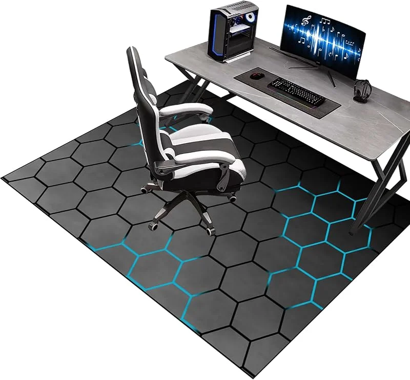 Tapete Gamer antiderrapante para cadeira Gaming protetor chão cadeira rodas tapete cadeira secretária tapete protetor chão tapete cadeira de escritório proteção tapete Gaming chão 60 x 70 cm — Aquecimento