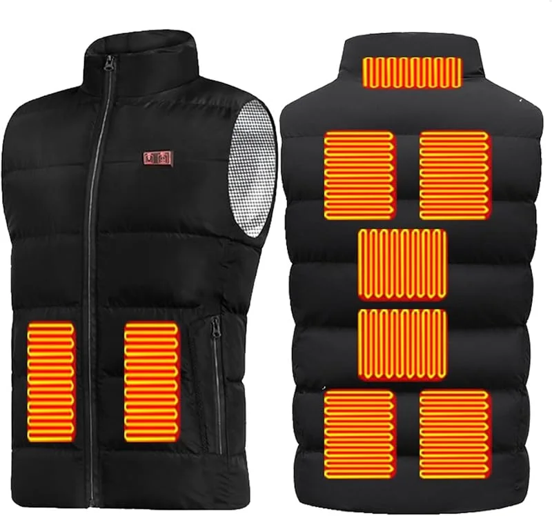 Chaqueta calefactable de 9 Zonas, Ropa eléctrica de Invierno USB for Actividades al Aire Libre, Camping y esquí (batería no incluida)(Noir, 4XL(82.5-90kg)) — Cozinha e lar