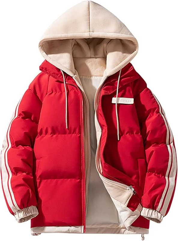 Genérico Casaco de inverno para homem, inverno plumas cor lisa com fecho de correr casaco leve fechos acolchoados caçador bomber acolchoado superior folgado e confortável — Roupa aquecida