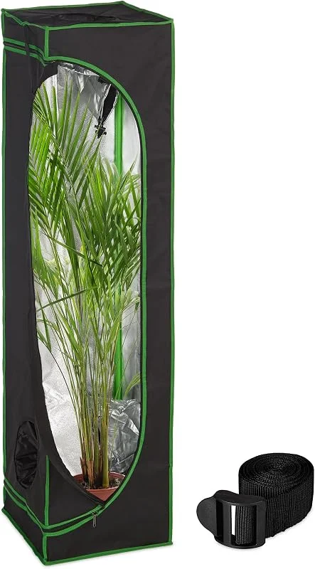Relaxdays Armario Cultivo Indoor, Carpa Invernadero Interior, Plantas y Hierbas, Opaco, 160 x 40 x 40 cm, Negro y Verde — Aquecimento