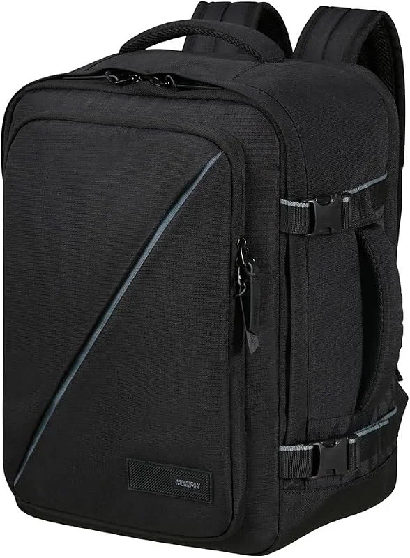 American Tourister Take2Cabin - Wizz Air, Vueling mala de cabine 30 x 20 x 40 cm, 26, 5 l, 0, 60 kg, bagagem de mão, mochila de avião S, M de baixo assento, preto (Black) — Roupa aquecida