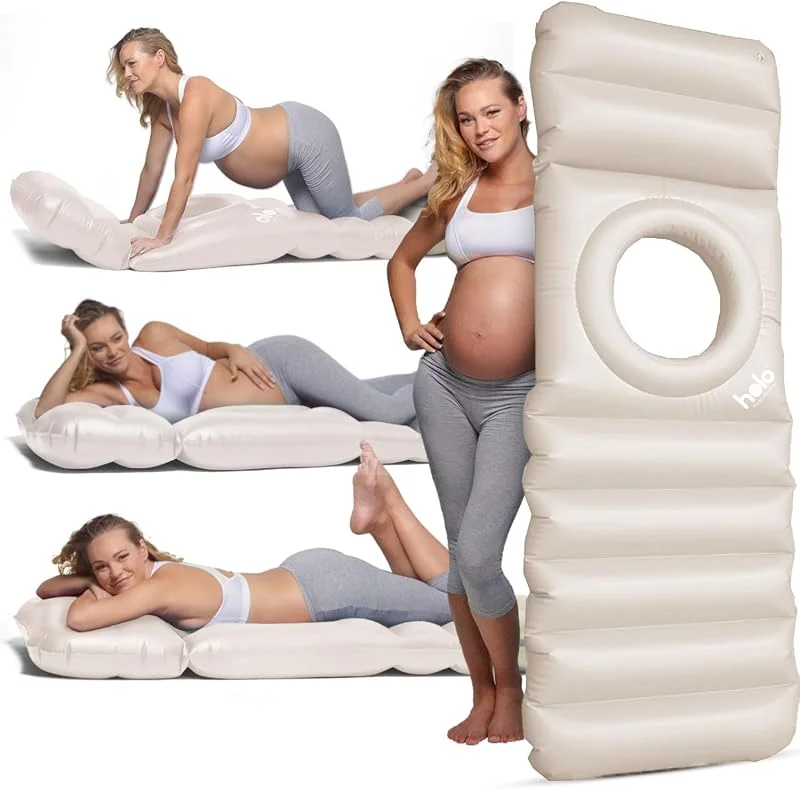 Holo a almofada insuflável original para gravidez com furo para a sua barriga. Uso em terra e água, para alívio de PGP, SPD, ioga, sono, massagem e relaxamento na sua barriga, essencial para lua de — Aquecimento