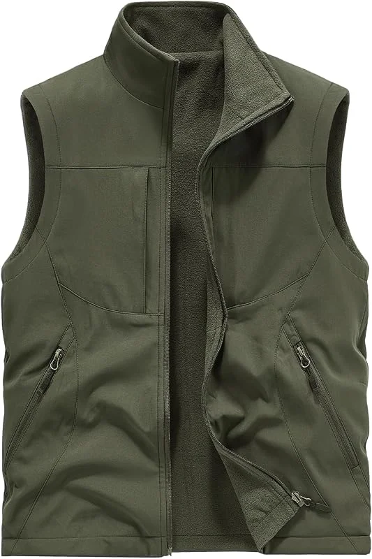 Colete de forro polar para homem, quente, para exteriores, sem mangas, resistente ao vento, conversível, grosso — Cozinha e lar