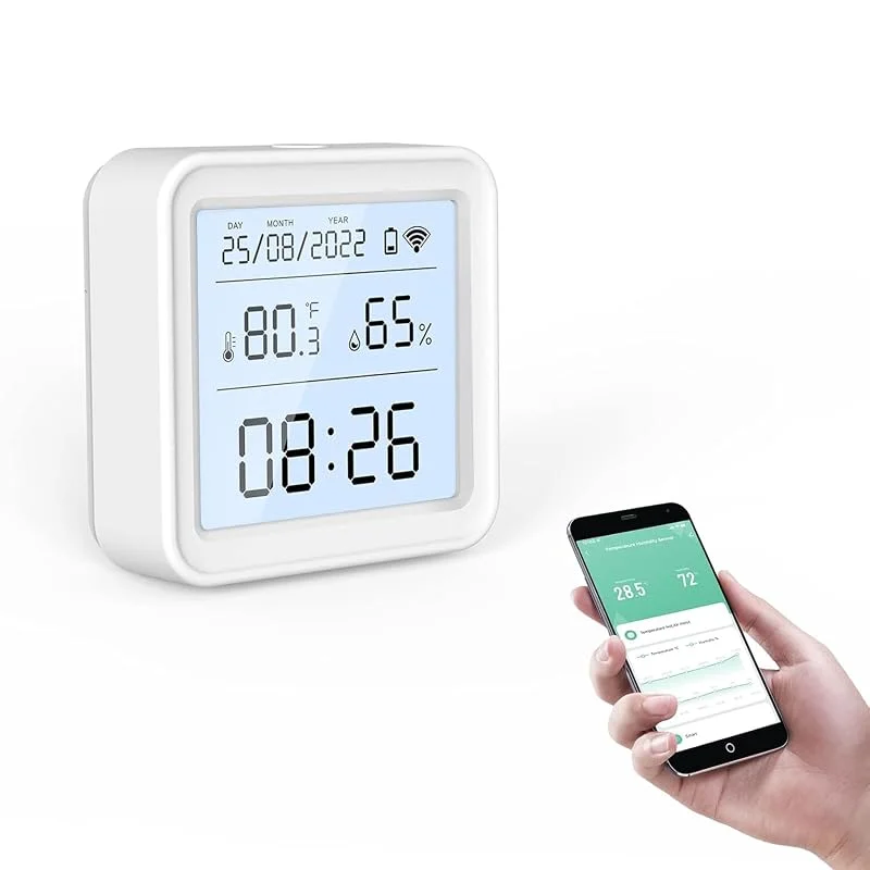 eMylo Termómetro higrômetro WiFi com LCD, alertas em aplicações e 1 ano de — Humidificador