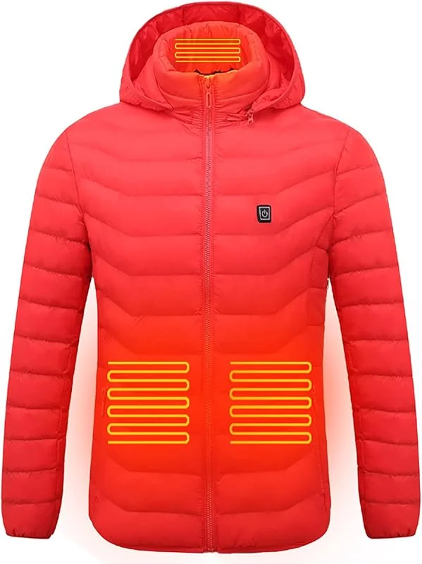Generic Colete térmico para homem e mulher, colete térmico macio e quente com 3 temperaturas ajustáveis (sem banco de potência), casaco aquecido para caminhadas, ciclismo, caça, Vermelho — Cozinha e lar