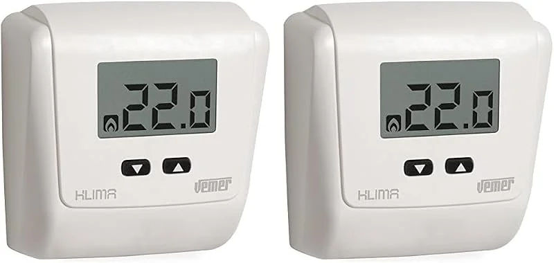 VEMER VE730800 KLIMA LCD - Termostato Calefacción Digital de Pared, Alimentación 230V, Blanco (Paquete de 2) — Aquecimento
