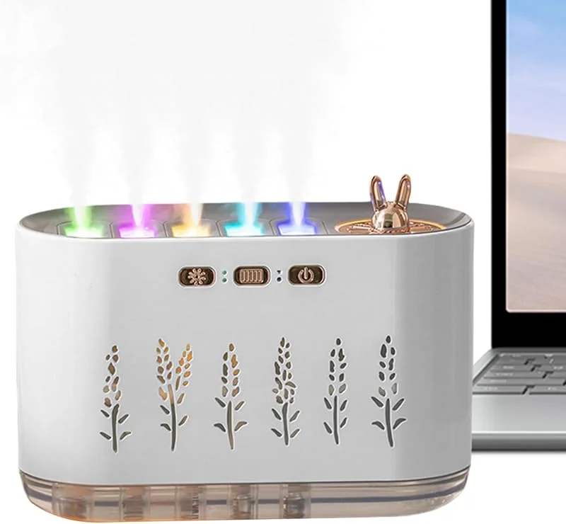 Humidificadores de névoa fria para quarto e quarto, humidificador compacto com luz ambiente de 7 cores para quarto - amplo depósito de água de 700 ml para creche e casa
