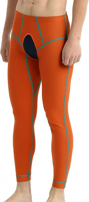 JINSHI Calças térmicas para homem, frente aberta, calças compridas de compressão, camada base, clima frio — Roupa aquecida