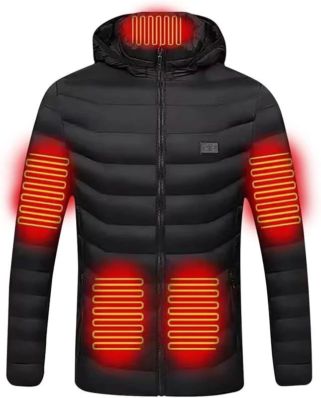 Chaquetas térmicas para Hombre, Abrigo Invierno cálido con calefacción, con Botones, Chaqueta térmica Acolchada eléctrica con 11 Zonas calefacción (Negro, 4XL) — Cozinha e lar