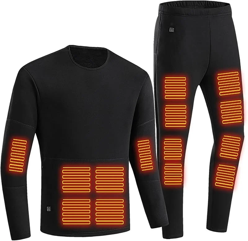 Conjunto De Camisa Y Pantalón Calefactados para Hombre Y Mujer, Doble Capa, Calentamiento Rápido En 10 S, 22 Zonas De Calentamiento + 3 Ajustes De Temperatura, para Palear Nieve, 3XL, Man — Roupa aquecida
