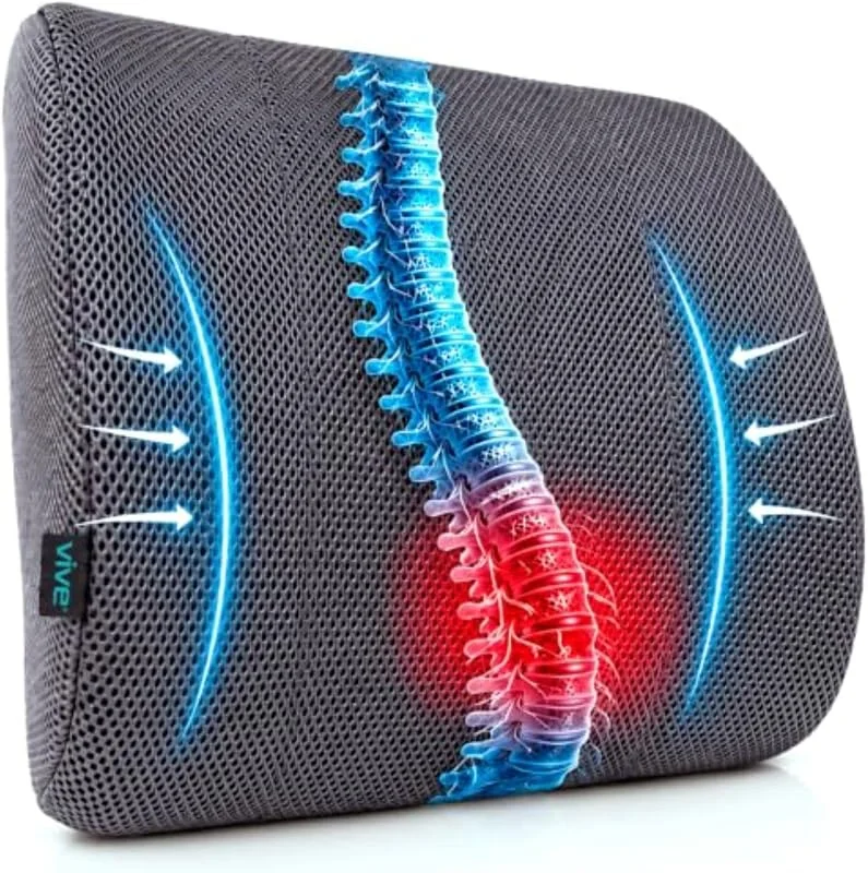XtraComfort Almofada lombar de suporte: almofada de encosto inferior para cadeira de escritório, carro, homens, mulheres, jogos, rolo ergonómico de espuma ortopédica e alça ajustável para alívio do — Aquecimento