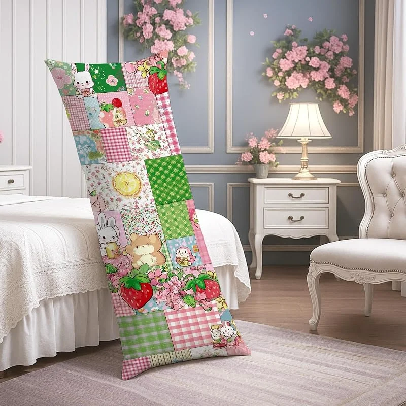 Bonita funda de almohada corporal de retazos, estampado floral y animal, funda de almohada lumbar de algodón suave con cremallera, funda de almohada de cuerpo largo decorativa para cama, sofá, 20 x 54 — Aquecimento