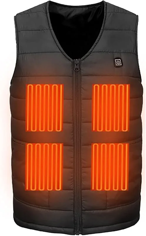 Desconocido Chaleco Calentado Eléctrico Chaleco Calefactable para Hombre y Mujer USB Lavable Térmico Chaqueta para Actividades Frías al Aire Libre, Esquí, Caza, Pesca(Sin Batería), Black, XL — Cozinha e lar