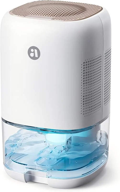 Deshumidificador, desumidificadores pequenos de 35 onças para quarto, desumidificador silencioso com descongelação automática, desligamento automático, desligamento de teclas, luz de