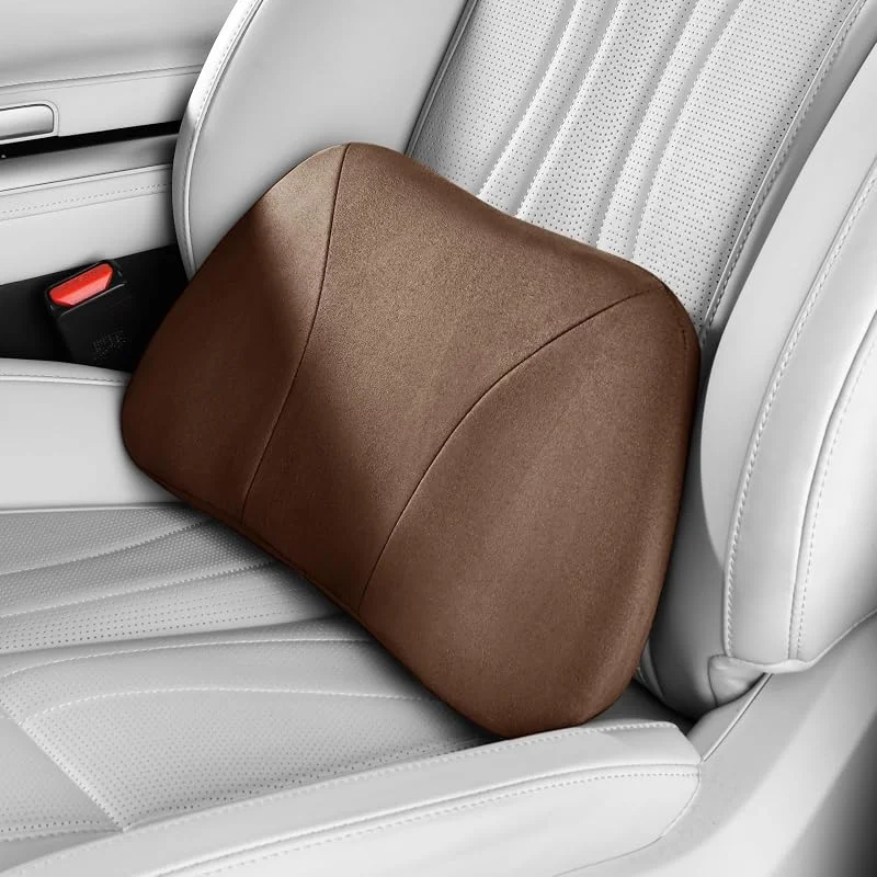 Almofada lombar para carro, enchimento de espuma viscoelástica e pele aveludada, respeita a pele, ajuste adequado para a cintura e melhora o conforto, portátil para carro, escritório e cadeira — Aquecimento