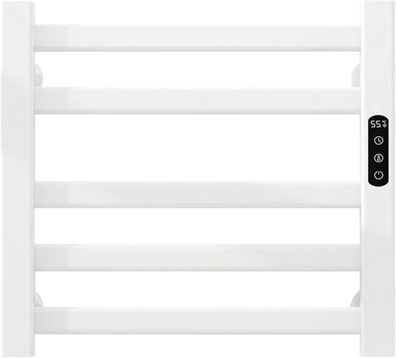 Radiador toalheiro elétrico de baixo consumo Smart Towel Black de 135 W, ecrã LED, controlo tátil, temporizador, toalheiro de painéis, 450 x 500 mm — Aquecimento