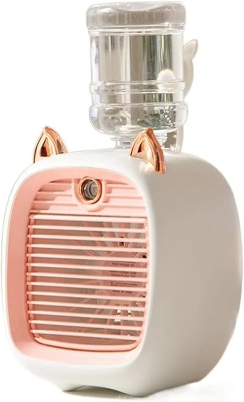 Humidificador Aire acondicionado de 1200, 2400mAh, ventilador portátil for acampar, refrigeración por pulverización recargable, bonito ventilador humidificador de aire for exteriores y hogar Humidifica