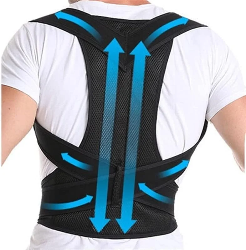 Tamanhos grandes XS-5XL corretor de postura faixa lombar cinto de suporte para ombros, pescoço e costas correção de escoliose e corcunda colete desportivo ajustável (S) — Roupa aquecida