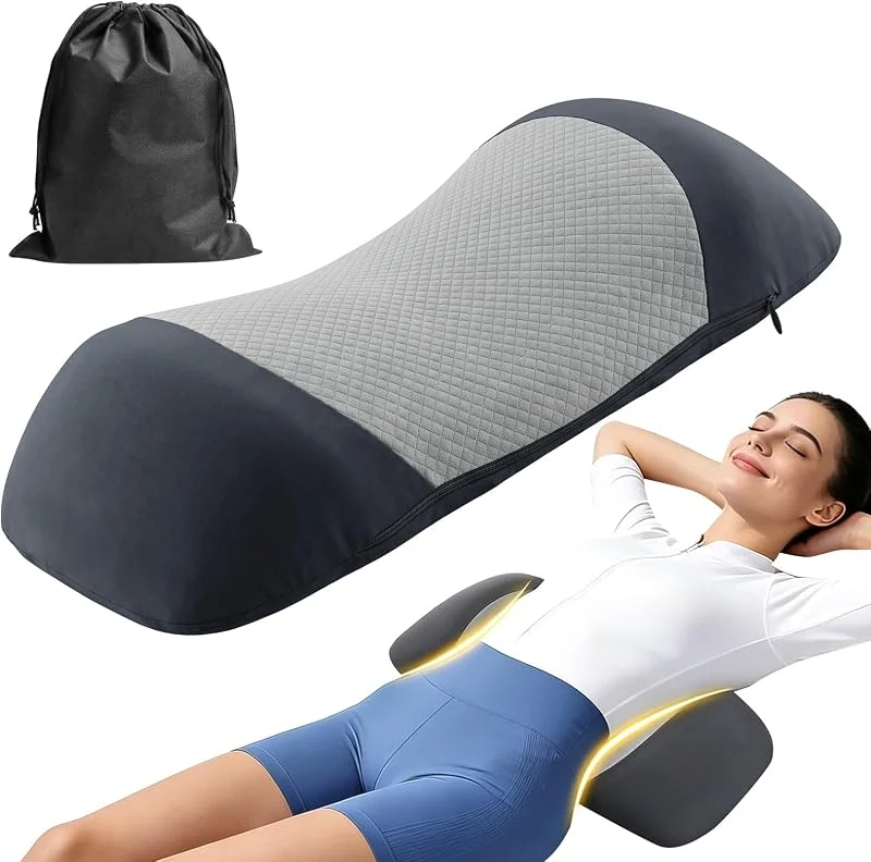 Almofada de apoio lombar, almofada ergonómica de ciática para dormir com saco de armazenamento, espuma viscoelástica, almofada de costas para aliviar a dor inferior, reforço da cintura — Aquecimento