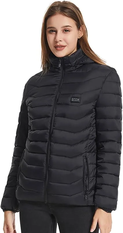 Abrigo calentado, chaqueta calentada, Abrigo térmico de invierno con carga USB calentador de cuerpo, Chaquetas de esquí para hombre de 3 velocidades de calentamiento rápido para senderismo de camping — Cozinha e lar