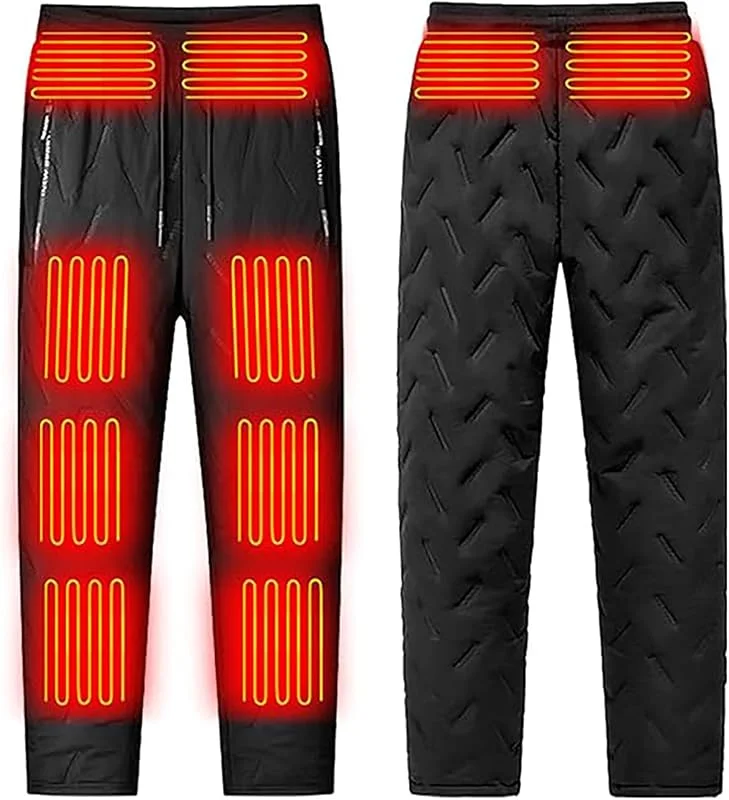 Generisch Pantalones calefactables para hombre con forro térmico para deportes al aire libre, pantalones de chándal con bolsillo con cremallera, pantalones funcionales cálidos para días fríos — Roupa aquecida