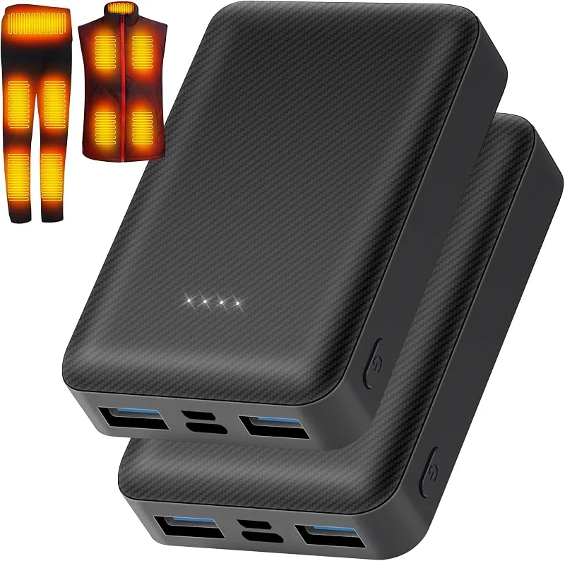 CYCYHEAT Batería externa de 10000 mAh para chaleco, chaqueta, abrigo, pantalones y ropa interior de calefacción, USB 5V2A, batería de repuesto para ropa calentada (2 unidades 5V2A puerto USB 10000mAh) — Cozinha e lar