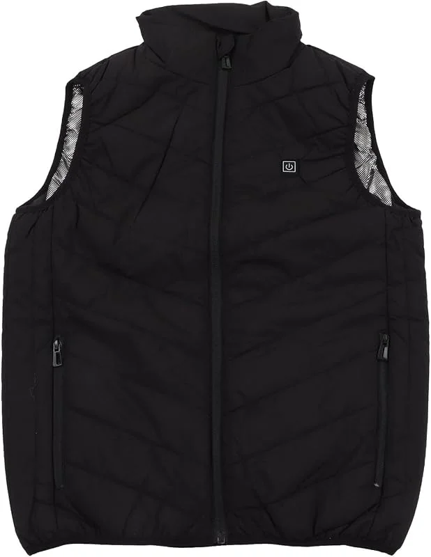 Chaleco Calefactable Eléctrico, Chaqueta Calefactable USB de 3 Niveles, Calentamiento Rápido de 2 Zonas, Infrarrojo, Lavable, Poliéster, con Calefacción en Cuello y (Aksal) — Roupa aquecida
