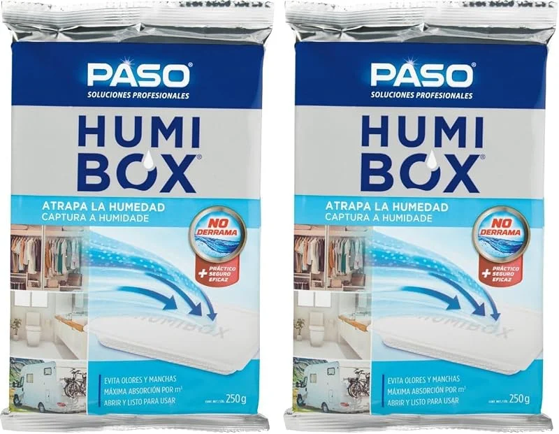 PASO - Humibox Neutro - Apanha a humidade evitando odores e manchas - 250 g (embalagem de 2) — Humidificador