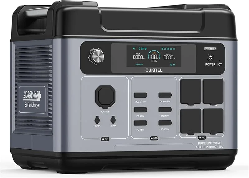 OUKITEL P2001 Pro 3200W (pico de 6400W), gerador solar de 2048Wh com bateria LiFePO4, carregamento rápido de CA de 1800W (0-80% em 45 min), aplicação, UPS, estação de energia portátil para campismo e — Aquecimento