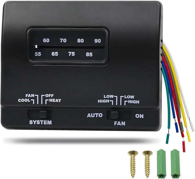 7330F3852 Termostato de estágio único de calor e frio, compatível com ar condicionado Coleman RV série Mach 7330F3852, controlo de aquecimento e refrigeração de uma só etapa, regulação