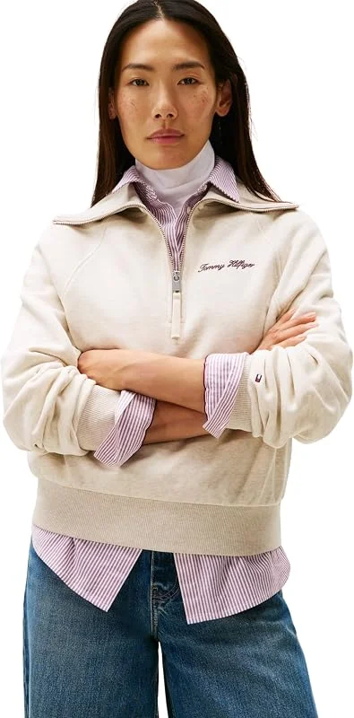 Tommy Hilfiger Sudadera con Cremallera Mujer Classic Script Fleece Media Cremallera — Roupa aquecida