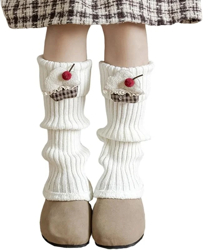 Meias de panturrilha para adolescentes e meninas, de malha, para botas altas, meias compridas, respiráveis, na moda, soltos, aquecedores de pernas macias para crianças — Roupa aquecida