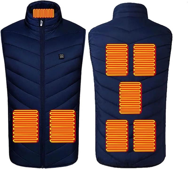 Chaleco térmico con 8 Zonas de calefacción, Ideal for Actividades al Aire Libre, Invierno y Acampada (sin Pilas).(BLU, XL(62.5-67.5kg)) — Cozinha e lar
