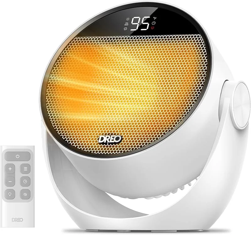 Dreo - Aquecedor espacial de 1500 W, inclinação ajustável a 60°, aquecedores elétricos portáteis de 10 pés, s para uso interno com termostato, 8 proteções de segurança, 3 modos, controlo — Aquecimento