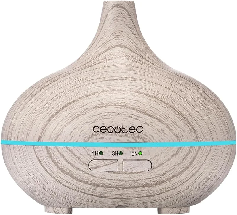 Cecotec Humidificador ultrassónico com difusor de aromas Pure Aroma 150 Yang White. Depósito de até 150 ml, 7 Cores LED Ajustáveis, temporizador 3h, ultra-silencioso, função de aromaterapia