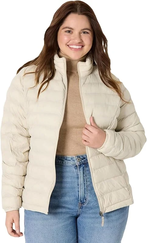Amazon Essentials Casaco acolchoado leve de manga comprida, dobrável, resistente à chuva (disponível em tamanhos grandes) mulher — Roupa aquecida