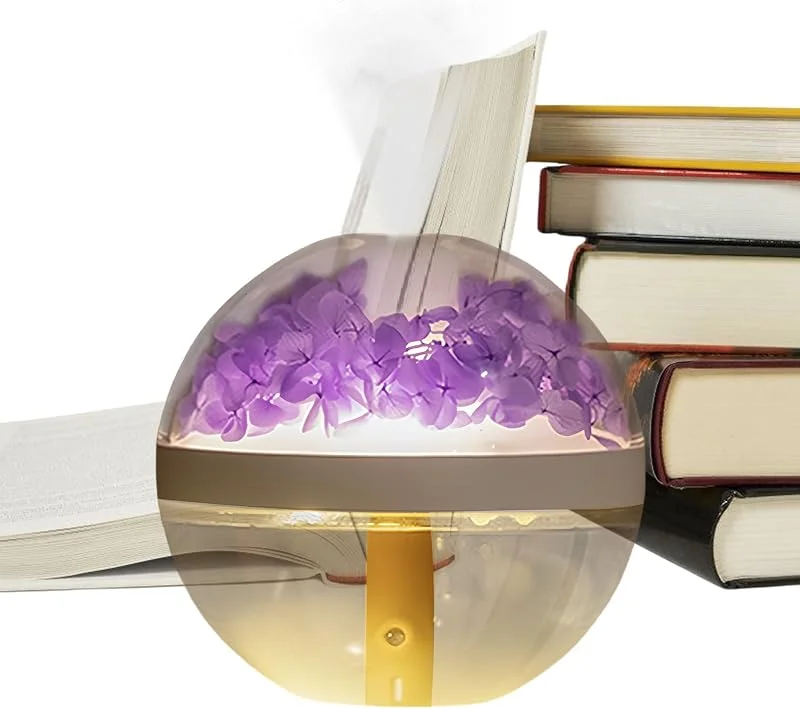 Humidificador pequeno, pequeno humidificador para secretária, luz noturna de flores, recarregável por USB, capacidade de 270 ml, hidratação do ar para quarto, sala de estar, plantas domésticas