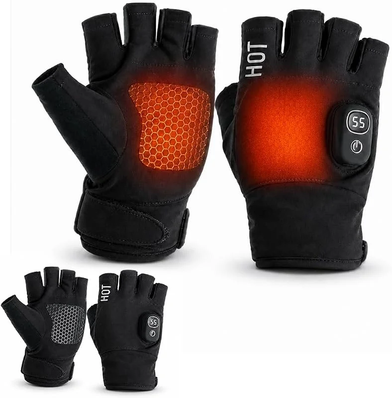 Guantes calefactados sin dedos, guantes térmicos con calefacción de fibra — Roupa aquecida