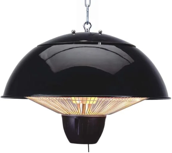 Melchioni Family Apollon - Estufa radiante de techo de exterior, resistencia halógena, 1500 W, cuerpo de aluminio, rejilla de protección de acero, grado de protección IP34, color negro — Aquecimento