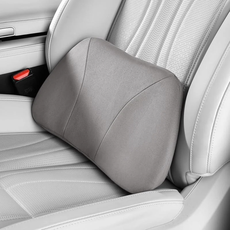 cojin Lumbar Silla Oficina, para Coche, Cojín para Aliviar el Dolor de Espalda, se Ajusta Cómodamente a la Cintura, Espuma con Memoria, Tejido de Ante Suave al Tacto, Mejora Postura, Portátil, 39x22cm — Aquecimento