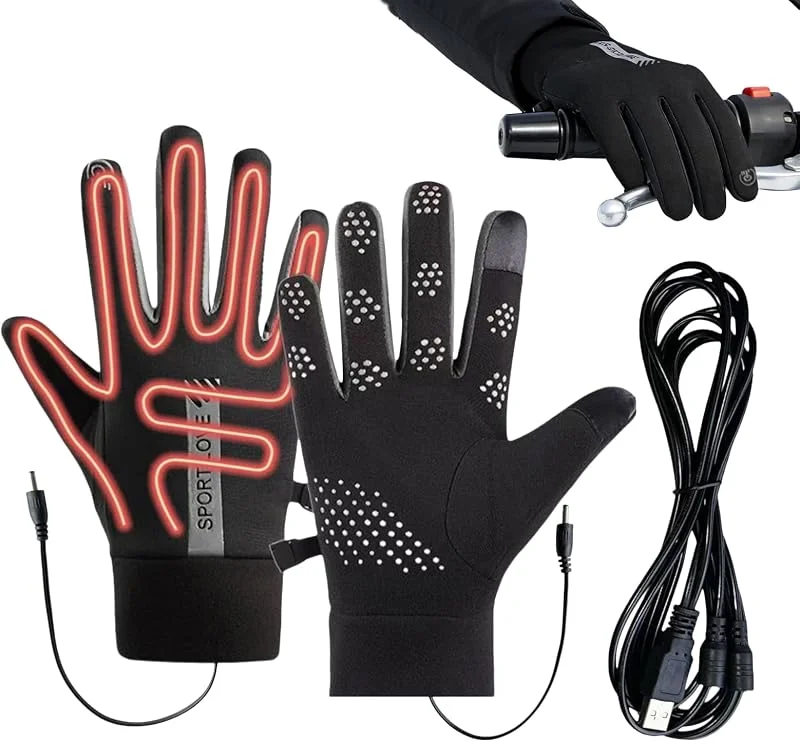 Guantes calefactables para hombre – Calentador eléctrico a prueba de viento alimentado por USB – 3 modos ajustables para adultos al aire libre clima frío equitación senderismo escalada pesca — Cozinha e lar