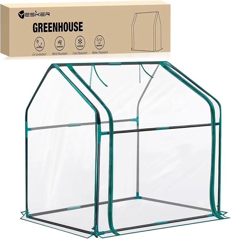 Yesker Mini estufa 91 x 45 cm x 84 cm pequena estufa portátil para estufa interior e exterior com cobertura de PVC estufa compacta para estufa de inverno varanda pátio exterior — Aquecimento